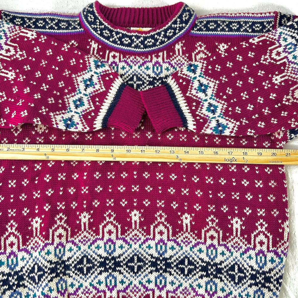Vintage Dale of Norway Pure New Wool Nordic Fair Isle Chunky Sweater Ski Lodge - Picture 8 of 10